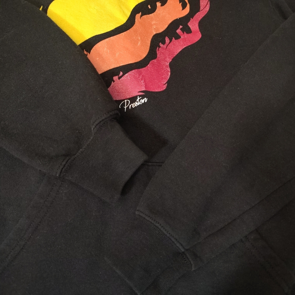 The Concert Fleece Hoodie, By Preston, Women Black, Pockets, Flames, XS - Picture 7 of 11